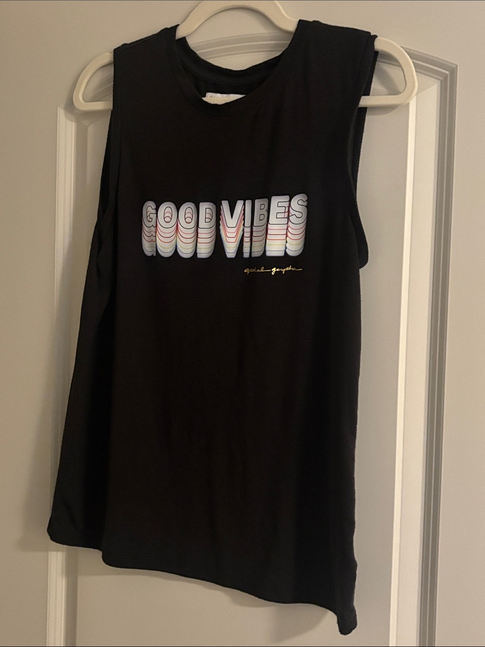 Good Vibes Black Graphic Tank Top